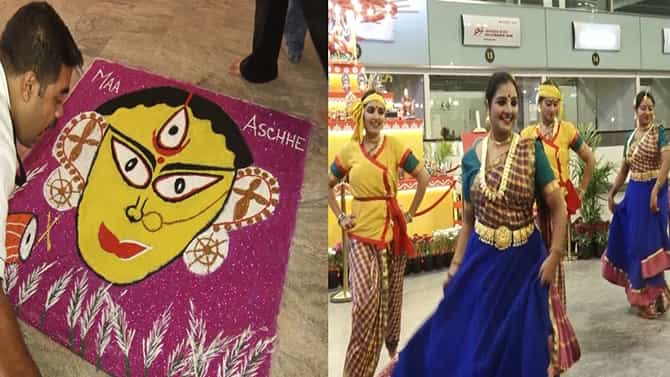 ಕೆಂಪೇಗೌಡ ಏರ್ಪೋರ್ಟ್​ನಲ್ಲೂ ದಸರಾ ಸಂಭ್ರಮ;ಗೊಂಬೆ,ಯುವತಿಯರ ನೃತ್ಯಕ್ಕೆ ಫಿದಾ