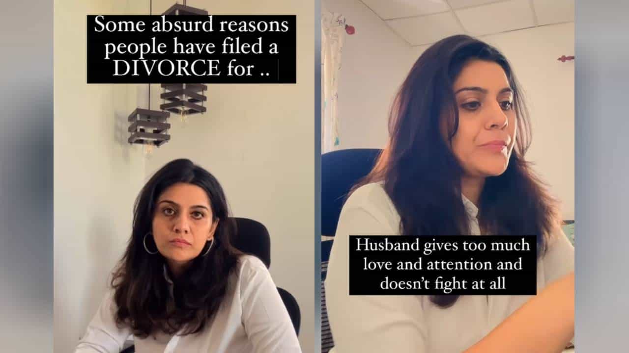 Viral Video: ವಿಚ್ಛೇದನ; ಈ ವಕೀಲೆ ಪಟ್ಟಿ ಮಾಡಿದ 'ಅಸಂಬದ್ಧ ಕಾರಣ'ಗಳ ಬಗ್ಗೆ ನೀವೇನು ಹೇಳುತ್ತೀರಿ? Viral Video: ವಿಚ್ಛೇದನ; ಈ ವಕೀಲೆ ಪಟ್ಟಿ ಮಾಡಿದ 'ಅಸಂಬದ್ಧ ಕಾರಣ'ಗಳ ಬಗ್ಗೆ ನೀವೇನು ಹೇಳುತ್ತೀರಿ?