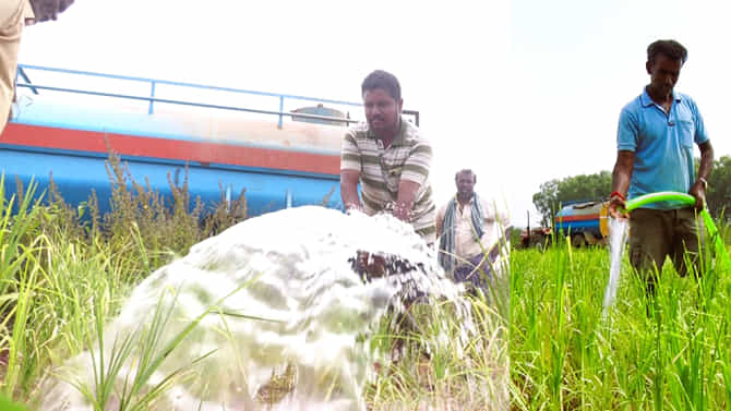 Tank irrigation! ರಾಗಿ ಬೆಳೆ ಉಳಿಸಿಕೊಳ್ಳಲು ಟ್ಯಾಂಕರ್ ನೀರಿಗೆ ಮೊರೆ!
