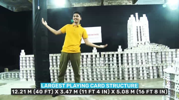 Video: 1.5 ಲಕ್ಷ ಪ್ಲೇಯಿಂಗ್ ಕಾರ್ಡ್ಸ್ ಬಳಸಿ 4 ಕಟ್ಟಡಗಳನ್ನು ‘ನಿರ್ಮಿಸಿದ’ ಹದಿಹರೆಯದ ಆರ್ನಬ್! ಇದು ವಿಶ್ವ ದಾಖಲೆ ಎಂದ ಗಿನ್ನಿಸ್ ರೆಕಾರ್ಡ್ ಸಂಸ್ಥೆ Video: 1.5 ಲಕ್ಷ ಪ್ಲೇಯಿಂಗ್ ಕಾರ್ಡ್ಸ್ ಬಳಸಿ 4 ಕಟ್ಟಡಗಳನ್ನು ‘ನಿರ್ಮಿಸಿದ’ ಹದಿಹರೆಯದ ಆರ್ನಬ್! ಇದು ವಿಶ್ವ ದಾಖಲೆ ಎಂದ ಗಿನ್ನಿಸ್ ರೆಕಾರ್ಡ್ ಸಂಸ್ಥೆ