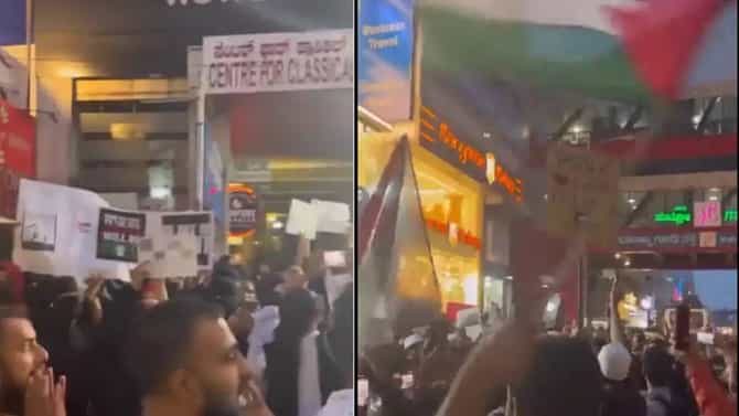 ಪ್ಯಾಲೆಸ್ತೀನ್‌ ಬೆಂಬಲಿಸಿ ಎಂಜಿ ರಸ್ತೆಯಲ್ಲಿ ನೂರಾರು ಜನರಿಂದ ಪ್ರತಿಭಟನೆ