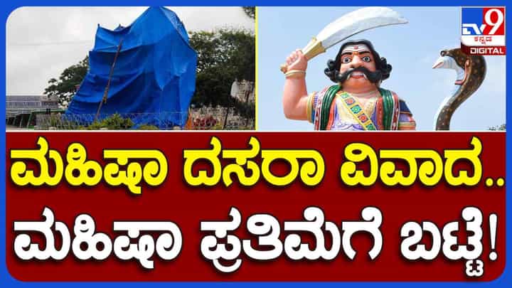 Mysore Dasara: ಚಾಮುಂಡಿ ಬೆಟ್ಟದ ಮಹಿಷನ ಪ್ರತಿಮೆಗೆ ಬಟ್ಟೆ ಸುತ್ತಿದ ಆಡಳಿತ ಮಂಡಳಿ Mysore Dasara: ಚಾಮುಂಡಿ ಬೆಟ್ಟದ ಮಹಿಷನ ಪ್ರತಿಮೆಗೆ ಬಟ್ಟೆ ಸುತ್ತಿದ ಆಡಳಿತ ಮಂಡಳಿ