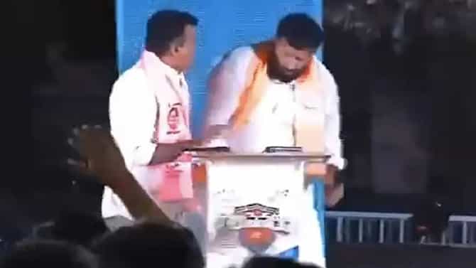 ಸುದ್ದಿವಾಹಿನಿ ನೇರಪ್ರಸಾರದಲ್ಲಿ ಬಿಜೆಪಿ ನಾಯಕನ ಮೇಲೆ BRS​ ಶಾಸಕನಿಂದ ಹಲ್ಲೆ