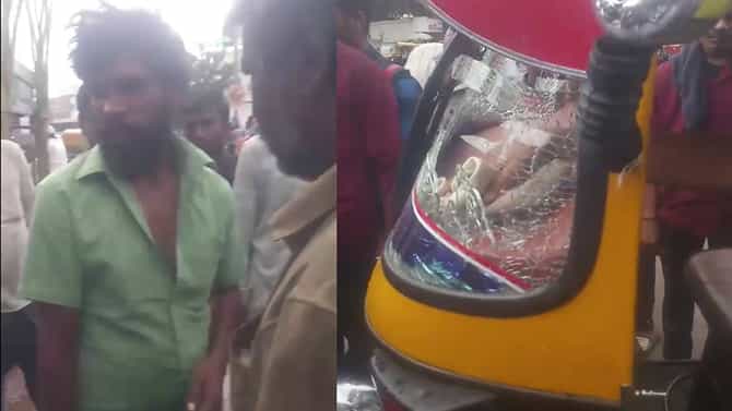 ವಿಡಿಯೋ: ದಾವಣಗೆರೆಯಲ್ಲಿ ಕುಡಿದ ಮತ್ತಲ್ಲಿ ವಾಹನಗಳಿಗೆ ಕಲ್ಲೆಸೆದ ವ್ಯಕ್ತಿ