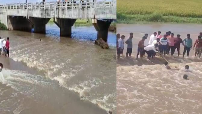 ನೀರಿನಲ್ಲಿ ಕೊಚ್ಚಿ ಹೋದ ಶಿಕ್ಷಕ; ಗ್ರಾಮಸ್ಥರ ನೆರವಿನಿಂದ ಉಳಿಯಿತು ಪ್ರಾಣ