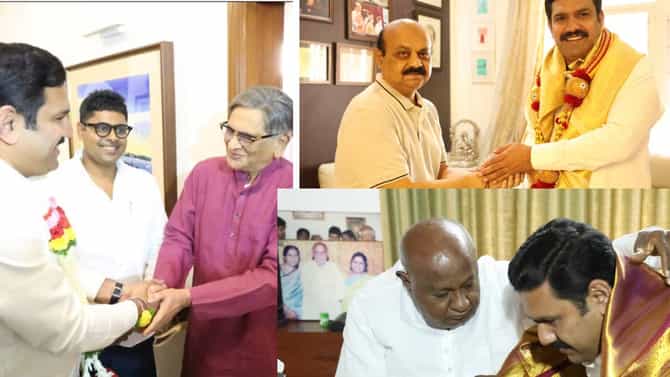 ಮಾಜಿ ಪ್ರಧಾನಿ, ಇಬ್ಬರು ಮಾಜಿ ಸಿಎಂಗಳ ನಿವಾಸಕ್ಕೆ ವಿಜಯೇಂದ್ರ ಭೇಟಿ