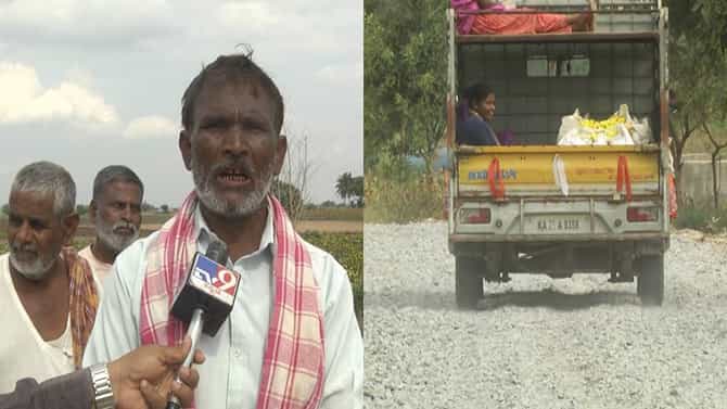ಗದಗ:ರಸ್ತೆಯಲ್ಲಿ ಜಲ್ಲಿ ಕಲ್ಲು ಹಾಕಿ ಗುತ್ತಿಗೆದಾರ ಎಸ್ಕೇಪ್; ರೈತರು ಕಂಗಾಲು