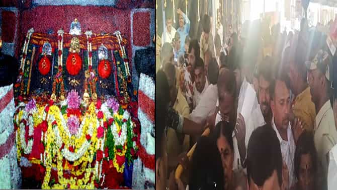 ಹಾಸನಾಂಬೆ ದೇವಾಲಯದಲ್ಲಿ ನೂಕು ನುಗ್ಗಲು;ಭಕ್ತರನ್ನು ನಿಯಂತ್ರಿಸಲು ಹರಸಾಹಸ
