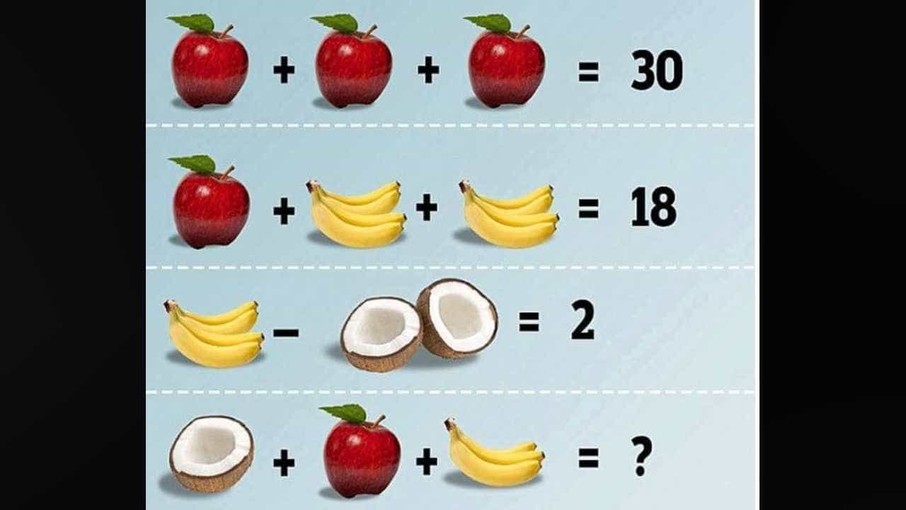 Viral Brain Teaser: ಅರ್ಧ ತೆಂಗಿನಕಾಯಿ, ಒಂದು ಸೇಬು ಮತ್ತು ಒಂದು ಬಾಳೆಯ ಮೌಲ್ಯ ಎಷ್ಟು? Viral Brain Teaser: ಅರ್ಧ ತೆಂಗಿನಕಾಯಿ, ಒಂದು ಸೇಬು ಮತ್ತು ಒಂದು ಬಾಳೆಯ ಮೌಲ್ಯ ಎಷ್ಟು?