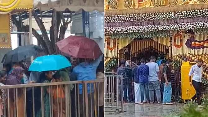 ಹಾಸನಾಂಬೆ ದರ್ಶನಕ್ಕೆ ಮಳೆ ಅಡ್ಡಿ: ದಿಢೀರ್ ಸುರಿದ ಮಳೆಗೆ ಹೈರಾಣಾದ ಭಕ್ತರು