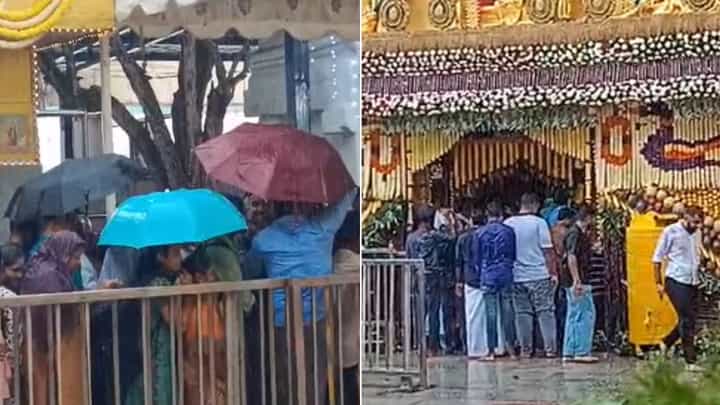 ಹಾಸನಾಂಬೆ ದರ್ಶನಕ್ಕೆ ಮಳೆ ಅಡ್ಡಿ: ದಿಢೀರ್ ಸುರಿದ ಮಳೆಗೆ ಹೈರಾಣಾದ ಭಕ್ತರು ಹಾಸನಾಂಬೆ ದರ್ಶನಕ್ಕೆ ಮಳೆ ಅಡ್ಡಿ: ದಿಢೀರ್ ಸುರಿದ ಮಳೆಗೆ ಹೈರಾಣಾದ ಭಕ್ತರು
