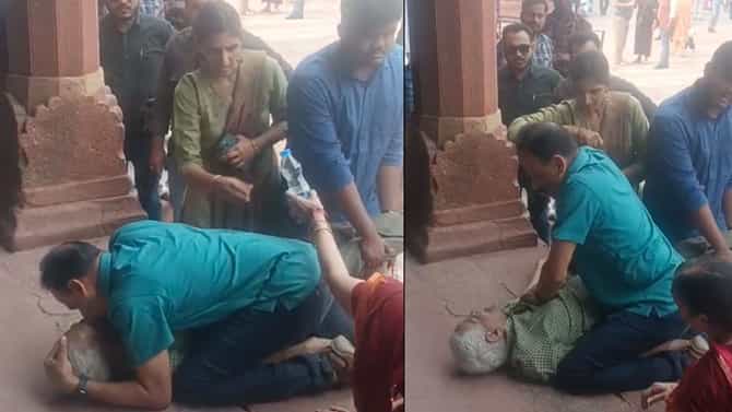 ತಾಜ್ ಮಹಲ್‌ನಲ್ಲಿ ಸಿಬ್ಬಂದಿಯ ನಿರ್ಲಕ್ಷ್ಯ; ತಂದೆಯ ಜೀವ ಉಳಿಸಿದ ಸೈನಿಕ