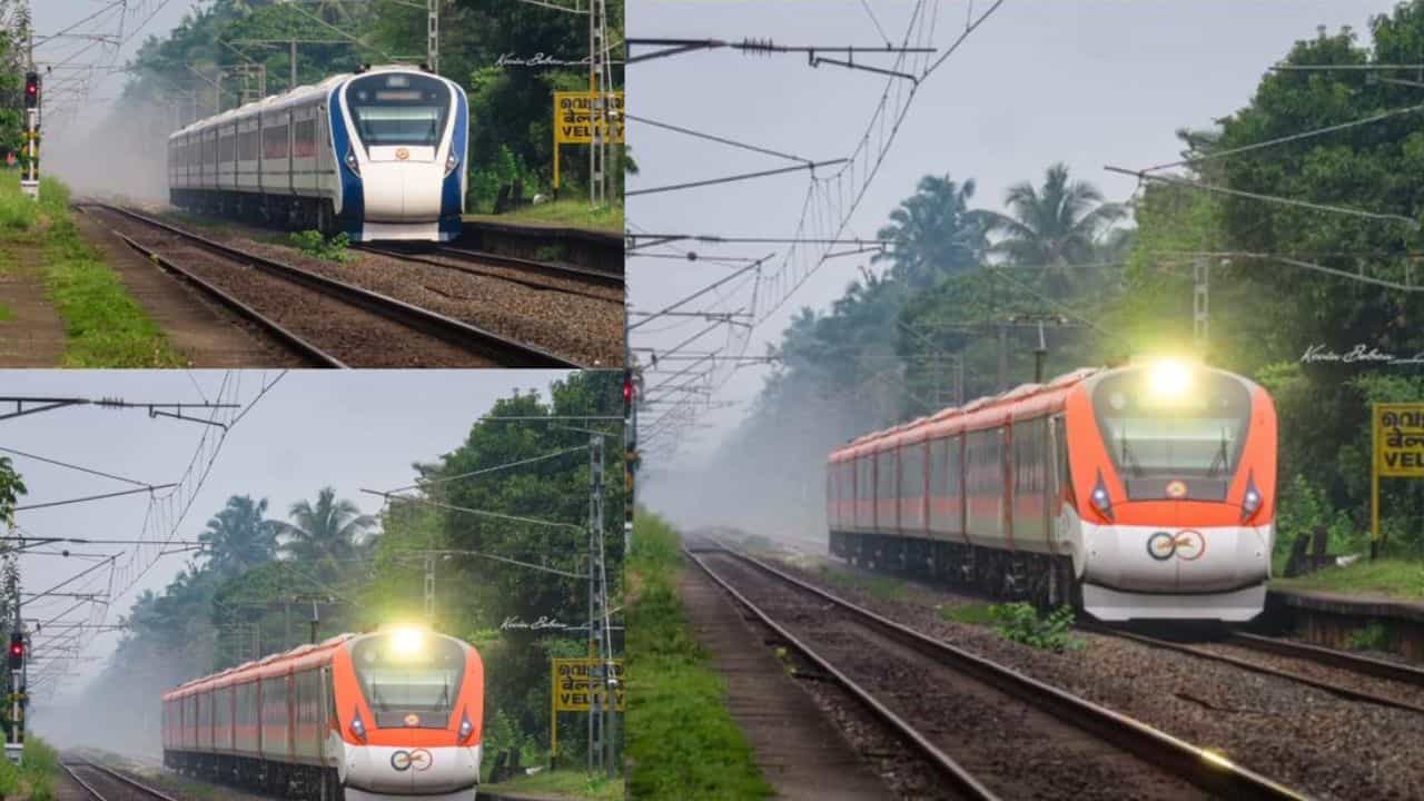 ಕೇರಳದಲ್ಲಿ ಸಂಚರಿಸಿದ ಎರಡು ಬಣ್ಣದ ವಂದೇ ಭಾರತ್‌ ರೈಲು, 'ಜಸ್ಟ್ ಲುಕಿಂಗ್ ಲೈಕ್ ಎ ವಾವ್ ಎಂದ  ರೈಲ್ವೆ ಸಚಿವಾಲಯ
