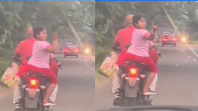 ಚಲಿಸುತ್ತಿದ್ದ ಬೈಕ್​​ನಲ್ಲಿ ಕುಳಿತು ಭರತನಾಟ್ಯ ಮಾಡಿದ ಪುಟ್ಟ ಹುಡುಗಿ