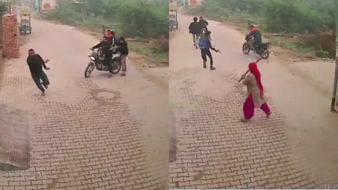 ನಾಲ್ವರು ಶೂಟರ್‌ಗಳನ್ನು ಪೊರಕೆ ಹಿಡಿದು ಓಡಿಸಿದ ಮಹಿಳೆ