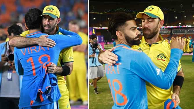 ಕೊಹ್ಲಿ ಬಳಿ ಸಹಿ ಮಾಡಿದ ಭಾರತದ ಜೆರ್ಸಿ ಕೇಳಿದ ಮ್ಯಾಕ್ಸ್​ವೆಲ್: ವಿಡಿಯೋ