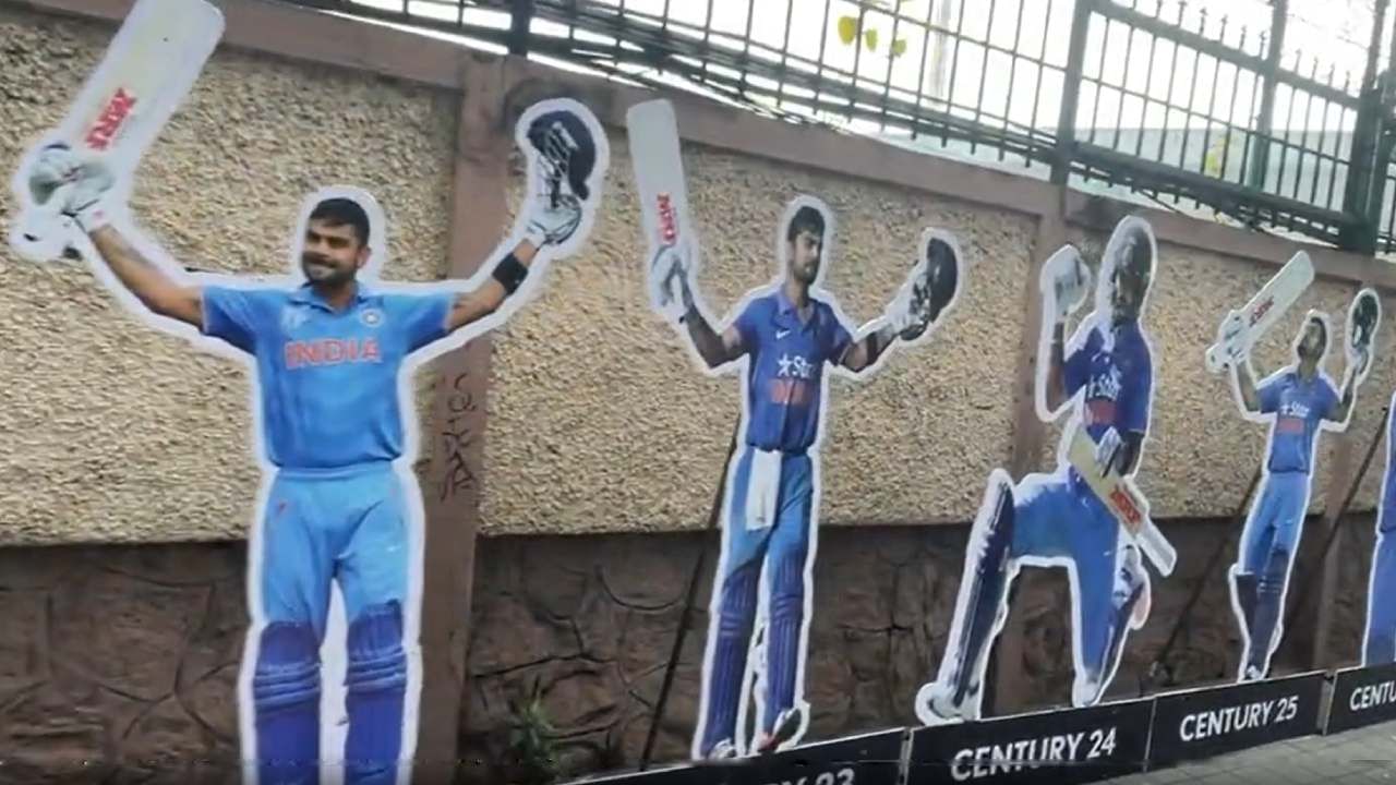 IND vs NED, ICC World Cup: ಚಿನ್ನಸ್ವಾಮಿ ಸ್ಟೇಡಿಯಂ ಎದುರು ವಿರಾಟ್ ಕೊಹ್ಲಿಯ ಶತಕಗಳ ಕಟೌಟ್: ವಿಡಿಯೋ