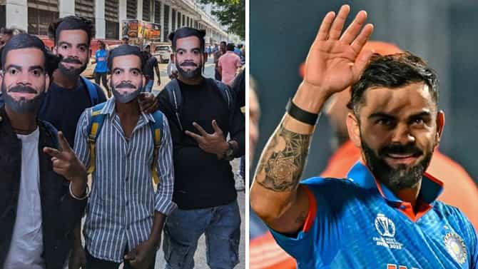 ವಿರಾಟ್ ಕೊಹ್ಲಿ ಮುಖವಾಡ ಧರಿಸಿ ಸ್ಟೇಡಿಯಂಗೆ ಬರುತ್ತಿದ್ದಾರೆ ಫ್ಯಾನ್ಸ್