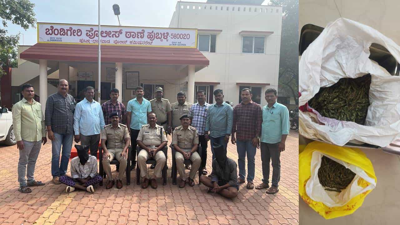 ಹುಬ್ಬಳ್ಳಿ: ಮನೆಯಲ್ಲಿ ಅಕ್ರಮವಾಗಿ ಸಂಗ್ರಹಿಸಿದ್ದ 1635 ಗ್ರಾಂ ಗಾಂಜಾ ವಶ, ಇಬ್ಬರ ಬಂಧನ ಹುಬ್ಬಳ್ಳಿ: ಮನೆಯಲ್ಲಿ ಅಕ್ರಮವಾಗಿ ಸಂಗ್ರಹಿಸಿದ್ದ 1635 ಗ್ರಾಂ ಗಾಂಜಾ ವಶ, ಇಬ್ಬರ ಬಂಧನ