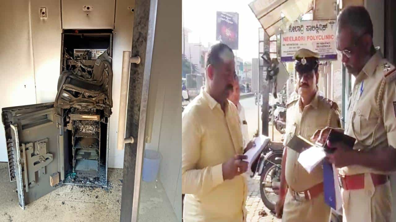 ಚಿಕ್ಕಬಳ್ಳಾಪುರ: ಎಸ್ಬಿಐ ಎಟಿಎಂಗೆ ಬೆಂಕಿ ಹಾಕಿ 20 ಲಕ್ಷ ರೂ. ಕಳ್ಳತನ; ಸ್ಥಳಕ್ಕೆ ಎಸ್ಪಿ ಭೇಟಿ ಚಿಕ್ಕಬಳ್ಳಾಪುರ: ಎಸ್ಬಿಐ ಎಟಿಎಂಗೆ ಬೆಂಕಿ ಹಾಕಿ 20 ಲಕ್ಷ ರೂ. ಕಳ್ಳತನ; ಸ್ಥಳಕ್ಕೆ ಎಸ್ಪಿ ಭೇಟಿ