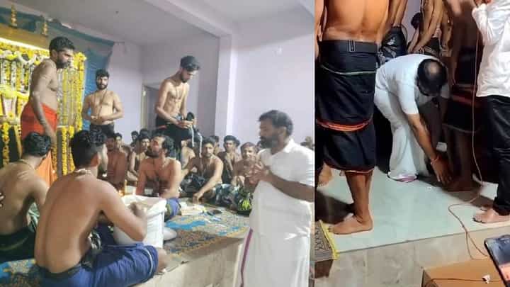 ಅಯ್ಯಪ್ಪ ಮಾಲಾಧಾರಿಗಳ ಪಾದಕ್ಕೆ ನಮಸ್ಕರಿಸಿ ಆಶೀರ್ವಾದ ಪಡೆದ ಶಾಸಕ ಗುರುರಾಜ್ ಗಂಟಿಹೊಳೆ, ವಿಡಿಯೋ ವೈರಲ್ ಅಯ್ಯಪ್ಪ ಮಾಲಾಧಾರಿಗಳ ಪಾದಕ್ಕೆ ನಮಸ್ಕರಿಸಿ ಆಶೀರ್ವಾದ ಪಡೆದ ಶಾಸಕ ಗುರುರಾಜ್ ಗಂಟಿಹೊಳೆ, ವಿಡಿಯೋ ವೈರಲ್