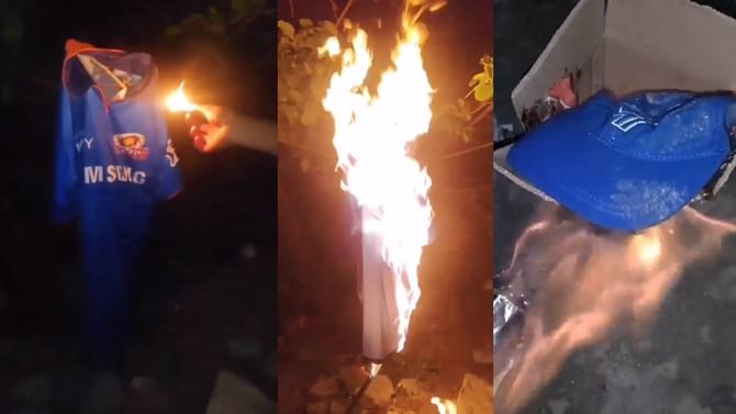 ಮುಂಬೈ ಇಂಡಿಯನ್ಸ್ ಕ್ಯಾಪ್-ಜೆರ್ಸಿಯನ್ನು ಸುಟ್ಟು ಹಾಕಿದ ರೋಹಿತ್ ಫ್ಯಾನ್ಸ್ ಮುಂಬೈ ಇಂಡಿಯನ್ಸ್ ಕ್ಯಾಪ್-ಜೆರ್ಸಿಯನ್ನು ಸುಟ್ಟು ಹಾಕಿದ ರೋಹಿತ್ ಫ್ಯಾನ್ಸ್