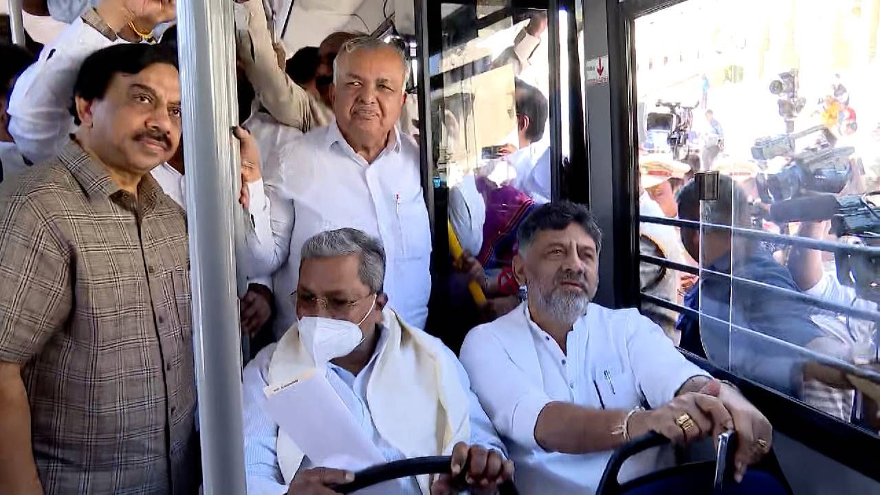 CM Siddaramaiah Flagged off New 100 electric buses in vidhana soudha Bengaluru news