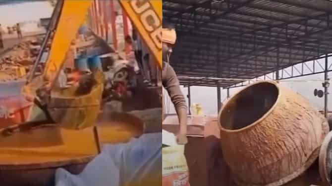ಜೆಸಿಬಿಯಲ್ಲಿ ಮಣ್ಣು ತೆಗೆಯುವುದು ಮಾತ್ರವಲ್ಲ, ಅಡುಗೆ ಮಾಡಲು ಬಳಸಬಹುದು
