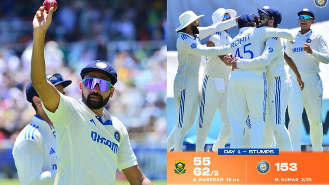 ಮೊದಲ ದಿನವೇ 23 ವಿಕೆಟ್ ಪತನ! 36 ರನ್ಗಳ ಹಿನ್ನಡೆಯಲ್ಲಿ ಆಫ್ರಿಕಾ ಮೊದಲ ದಿನವೇ 23 ವಿಕೆಟ್ ಪತನ! 36 ರನ್ಗಳ ಹಿನ್ನಡೆಯಲ್ಲಿ ಆಫ್ರಿಕಾ