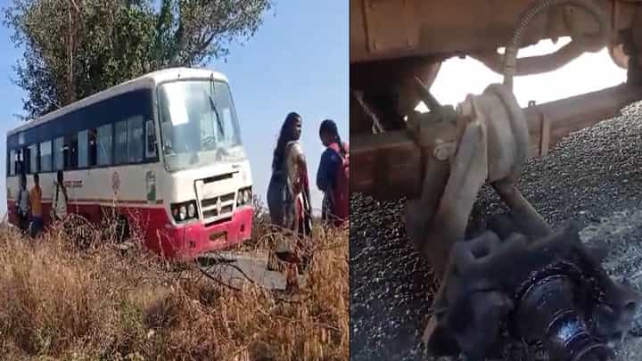 ಚಲಿಸುತ್ತಿದ್ದಾಗ ಏಕಾಏಕಿ ಕಳಚಿ ಬಿದ್ದ KSRTC ಬಸ್ ಚಕ್ರ; ಮುಂದೆನಾಯ್ತು ಗೊತ್ತಾ? ಚಲಿಸುತ್ತಿದ್ದಾಗ ಏಕಾಏಕಿ ಕಳಚಿ ಬಿದ್ದ KSRTC ಬಸ್ ಚಕ್ರ; ಮುಂದೆನಾಯ್ತು ಗೊತ್ತಾ?