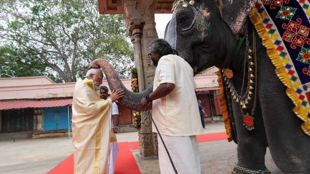 ಶ್ರೀ ರಂಗನಾಥ ಸ್ವಾಮಿ ದೇವಸ್ಥಾನದಲ್ಲಿ ಪ್ರಾರ್ಥನೆ ಸಲ್ಲಿಸಿದ ಪ್ರಧಾನಿ ದೇವಸ್ಥಾನದ ಆನೆಗೆ ಆಹಾರ ನೀಡಿ ಆಶೀರ್ವಾದ ಪಡೆದರು