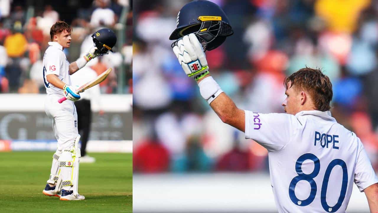 India vs England 1st Test: ಹೈದರಾಬಾದ್ನಲ್ಲಿ ನಡೆಯುತ್ತಿರುವ ಭಾರತದ ವಿರುದ್ಧದ ಮೊದಲ ಟೆಸ್ಟ್ ಪಂದ್ಯದಲ್ಲಿ ಒಲೀ ಪೋಪ್ (Ollie Pope) ಭರ್ಜರಿ ಬ್ಯಾಟಿಂಗ್ ಪ್ರದರ್ಶಿಸಿದ್ದಾರೆ. ರಾಜೀವ್ ಗಾಂಧಿ ಇಂಟರ್ನ್ಯಾಷನಲ್ ಸ್ಟೇಡಿಯಂನಲ್ಲಿ ನಡೆಯುತ್ತಿರುವ ಈ ಪಂದ್ಯದ ದ್ವಿತೀಯ ಇನಿಂಗ್ಸ್ನಲ್ಲಿ ಮೂರನೇ ಕ್ರಮಾಂಕದಲ್ಲಿ ಕಣಕ್ಕಿಳಿದ ಪೋಪ್ ಜವಾಬ್ದಾರಿಯುತ ಬ್ಯಾಟಿಂಗ್ ಪ್ರದರ್ಶಿಸಿದ್ದರು.