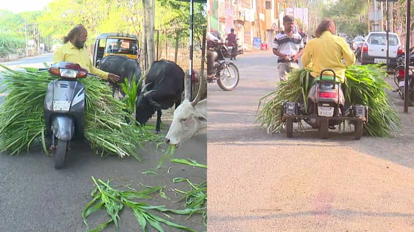 ಬಾಗಲಕೋಟೆ: ಶ್ವಾನ ಹಾಗೂ ಜಾನುವಾರುಗಳ ಬಾಯಾರಿಕೆ ಮತ್ತು ಹಸಿವು ತಣಿಸುವ ವಿಕಲಚೇತನ