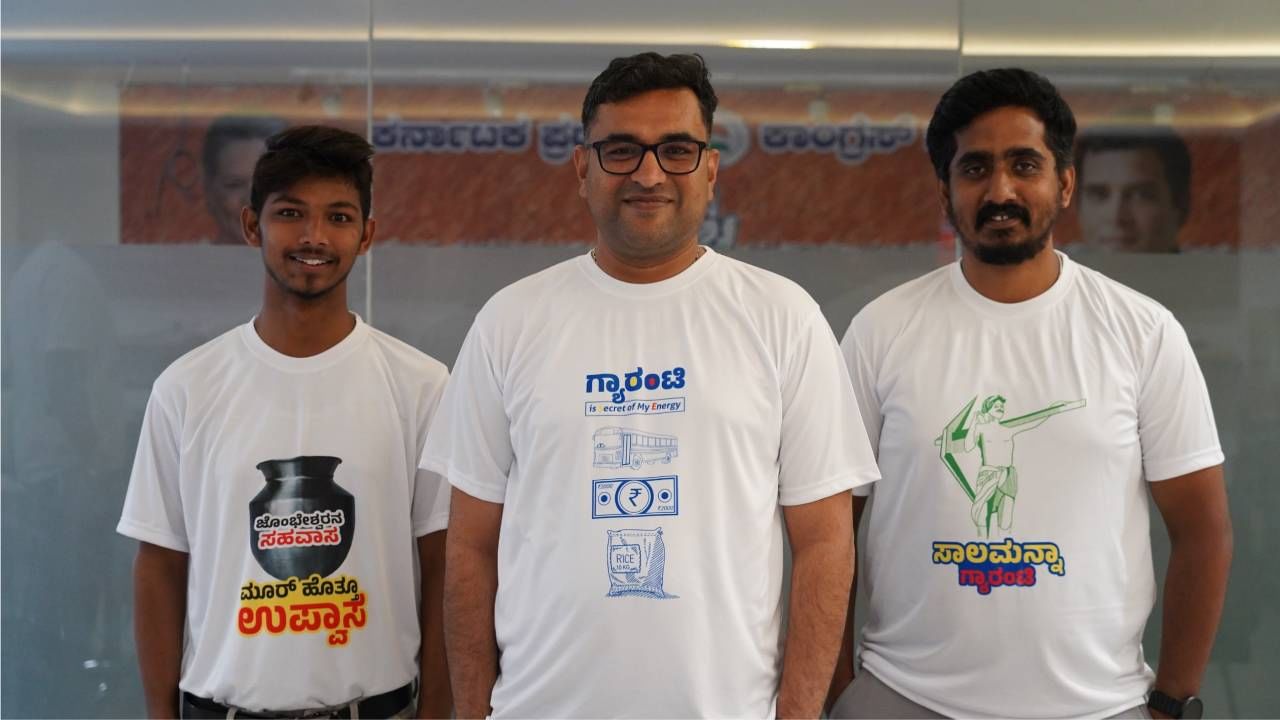 Lok Sabha Election Karnataka 1st phase voting: Congress table agent wear the guarantee T shirt in Bengaluru