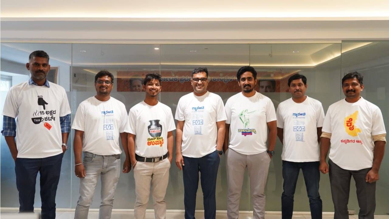 Lok Sabha Election Karnataka 1st phase voting: Congress table agent wear the guarantee T shirt in Bengaluru