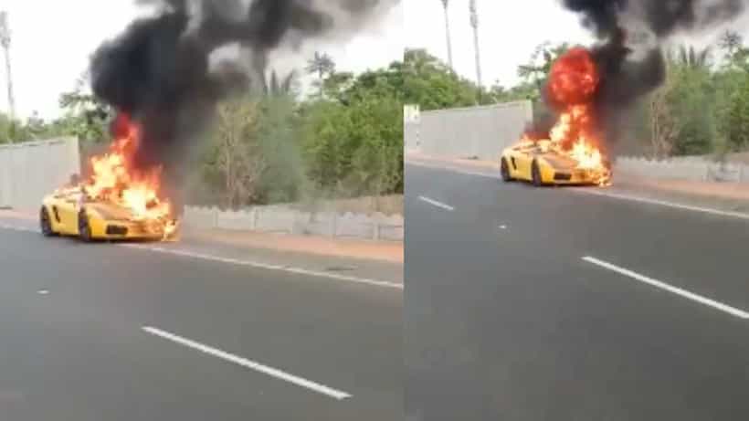 ದಲ್ಲಾಳಿಗಳಿಬ್ಬರ ಜಗಳ: ಬೆಂಕಿಗಾಹುತಿಯಾಯ್ತು 1 ಕೋಟಿ ರೂ. ಮೌಲ್ಯದ ಲಂಬೋರ್ಗಿನಿ ಕಾರು