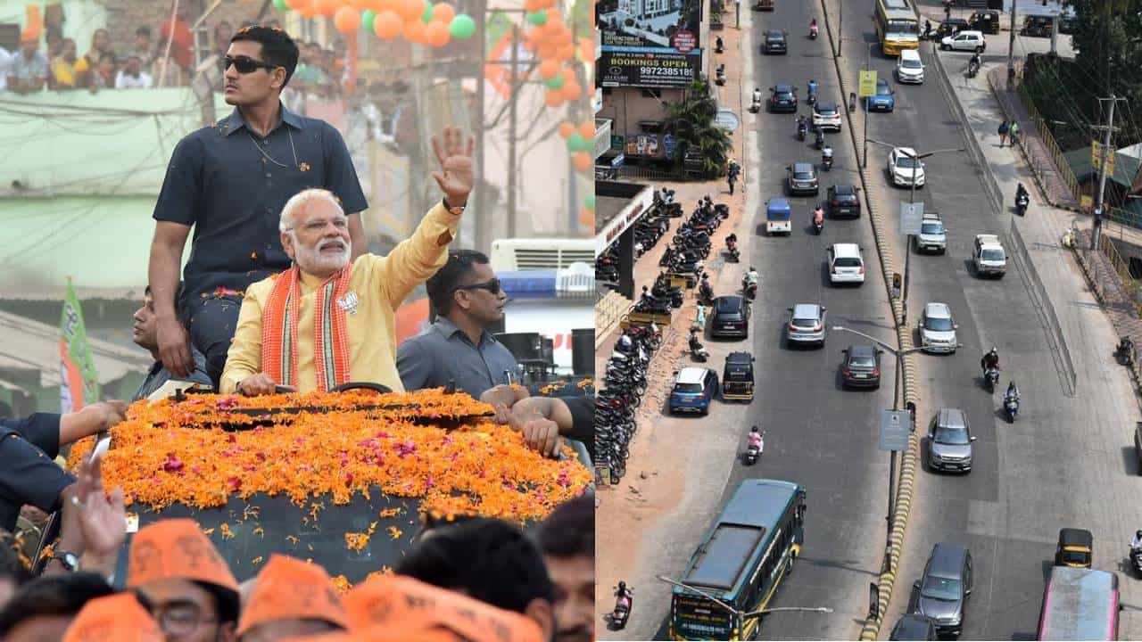 ಮಂಗಳೂರಿನಲ್ಲಿ ಮೋದಿ ರೋಡ್ ಶೋ: ಈ ರಸ್ತೆಗಳಲ್ಲಿ ವಾಹನ ಸಂಚಾರ, ಪಾರ್ಕಿಂಗ್ ನಿಷೇಧ, ಮಾರ್ಗ ಬದಲಾವಣೆ ಇಲ್ಲಿದೆ ಮಂಗಳೂರಿನಲ್ಲಿ ಮೋದಿ ರೋಡ್ ಶೋ: ಈ ರಸ್ತೆಗಳಲ್ಲಿ ವಾಹನ ಸಂಚಾರ, ಪಾರ್ಕಿಂಗ್ ನಿಷೇಧ, ಮಾರ್ಗ ಬದಲಾವಣೆ ಇಲ್ಲಿದೆ