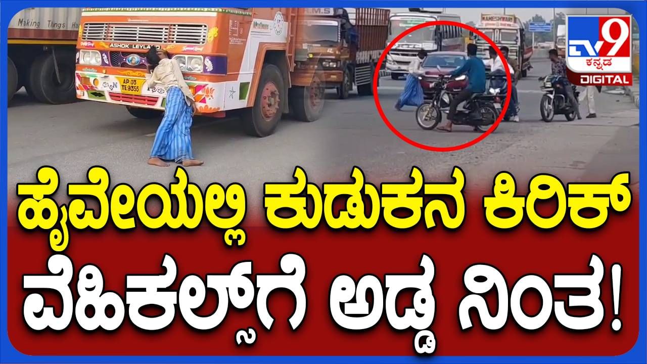 ಬ್ಯೂಸಿ ಬೆಂಗಳೂರು-ಹೊಸೂರು ಹೆದ್ದಾರಿಯಲ್ಲಿ ಕುಡುಕನ ಚೆಲ್ಲಾಟ, ವಾಹನ ಸವಾರರಿಗೆ ಸಂಕಟ!