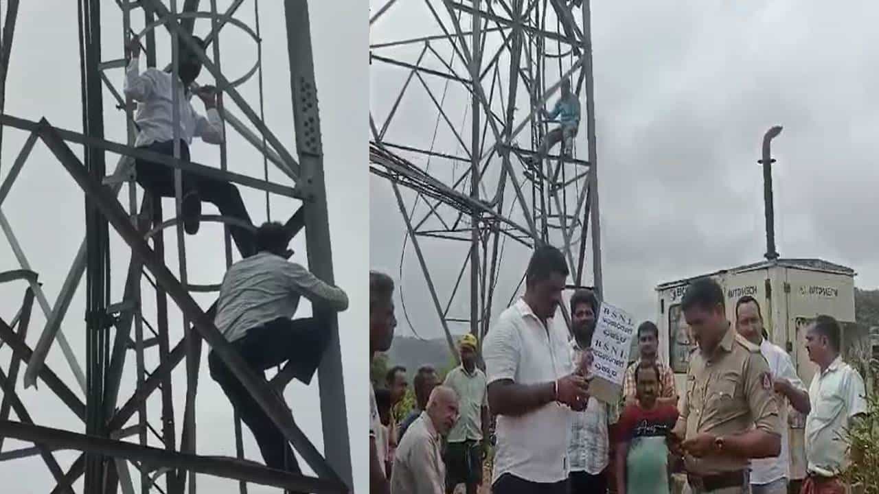 ಶಿವಮೊಗ್ಗ: ನೆಟ್ವರ್ಕ್ ಸಮಸ್ಯೆ, ಟವರ್ ಏರಿ ಪ್ರತಿಭಟಿಸಿದ ಗ್ರಾಮಸ್ಥರು ಶಿವಮೊಗ್ಗ: ನೆಟ್ವರ್ಕ್ ಸಮಸ್ಯೆ, ಟವರ್ ಏರಿ ಪ್ರತಿಭಟಿಸಿದ ಗ್ರಾಮಸ್ಥರು