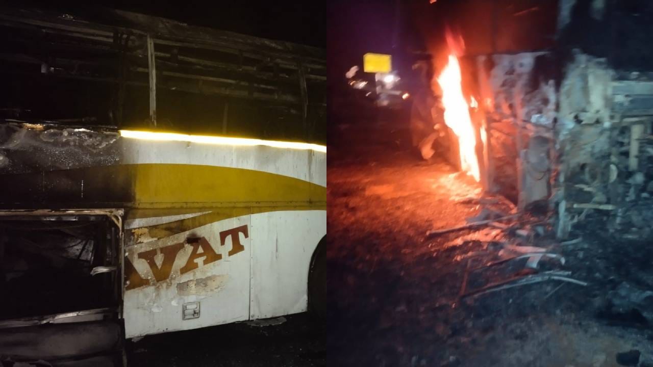 ಚಲಿಸುತ್ತಿದ್ದ ಐರಾವತ ಸೆಮಿ ಸ್ಲೀಪರ್​ ಬಸ್​ನಲ್ಲಿ ಕಾಣಿಸಿಕೊಂಡ ಬೆಂಕಿ, ಪ್ರಯಾಣಿಕರು ಪಾರು - Kannada News | Chikkamgaluru News in Kannada: fire in the Airavata semi sleeper bus | TV9 Kannada