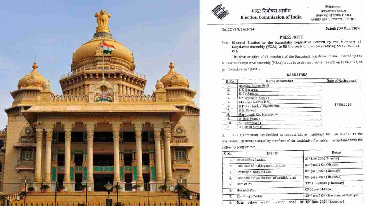 Karnataka MLC Election 2024: ಕರ್ನಾಟಕ ವಿಧಾನ ಪರಿಷತ್​ನ 11  ಸ್ಥಾನಗಳಿಗೆ ಚುನಾವಣೆ ಘೋಷಣೆ