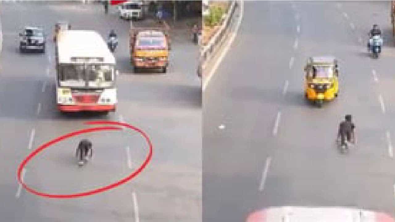 Viral Video: ಇದೆಂಥಾ ಹುಚ್ಚಾಟ… ಚಲಿಸುತ್ತಿರುವ ಬಸ್ಸಿನ ಕೆಳಗೆ ಮಲಗಿ ಯುವಕನ ಡೇಂಜರಸ್ ರೀಲ್ಸ್ Viral Video: ಇದೆಂಥಾ ಹುಚ್ಚಾಟ… ಚಲಿಸುತ್ತಿರುವ ಬಸ್ಸಿನ ಕೆಳಗೆ ಮಲಗಿ ಯುವಕನ ಡೇಂಜರಸ್ ರೀಲ್ಸ್