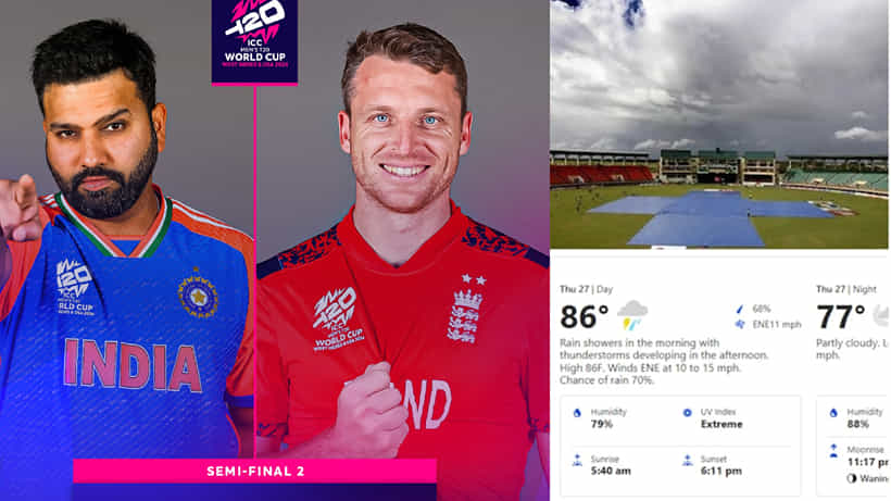 IND vs ENG Weather: ಗಯಾನಾದಲ್ಲಿ ಶೇ. 70 ರಷ್ಟು ಮಳೆ..! ಪಂದ್ಯ ರದ್ದಾದರೆ ಯಾವ ತಂಡ ಫೈನಲ್ಗೆ?