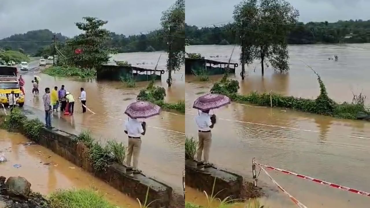 Netravati river flood to Bengaluru Mangaluru highway near uppinangadi