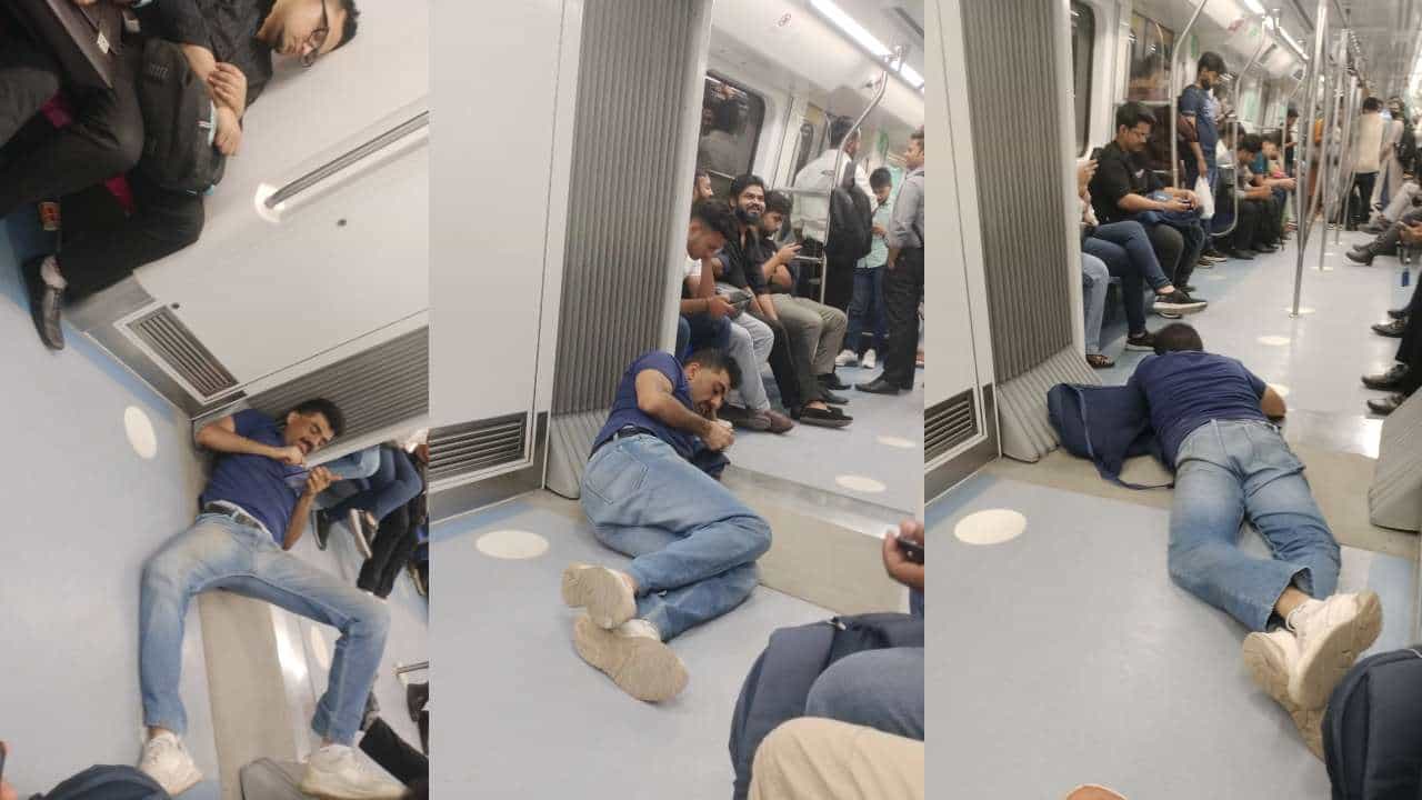Viral Post: ಮೆಟ್ರೋದಲ್ಲಿ ನೆಲದ ಮೇಲೆ ಮಲಗಿಕೊಂಡು ವ್ಯಕ್ತಿಯ ಪ್ರಯಾಣ; ಫೋಟೋ ವೈರಲ್ Viral Post: ಮೆಟ್ರೋದಲ್ಲಿ ನೆಲದ ಮೇಲೆ ಮಲಗಿಕೊಂಡು ವ್ಯಕ್ತಿಯ ಪ್ರಯಾಣ; ಫೋಟೋ ವೈರಲ್