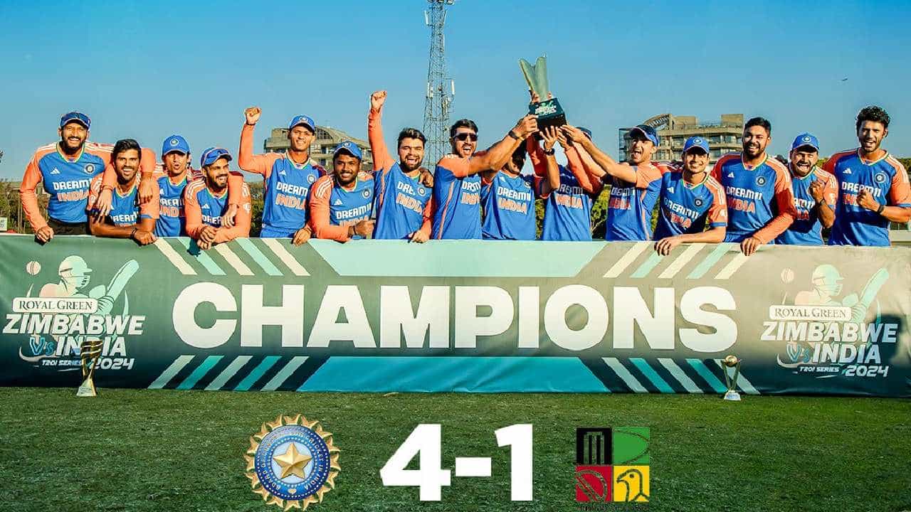 ಝಿಂಬಾಬ್ವೆ ವಿರುದ್ಧದ 5ನೇ ಟಿ20 ಪಂದ್ಯದಲ್ಲೂ ಟೀಮ್ ಇಂಡಿಯಾ ಜಯಭೇರಿ ಬಾರಿಸಿದೆ. ಹರಾರೆಯ ಸ್ಪೋರ್ಟ್ಸ್ ಕ್ಲಬ್ ಮೈದಾನದಲ್ಲಿ ನಡೆದ ಅಂತಿಮ ಪಂದ್ಯದಲ್ಲಿ ಟೀಮ್ ಇಂಡಿಯಾ 42 ರನ್ಗಳ ಜಯ ಸಾಧಿಸಿತು. ಈ ಗೆಲುವಿನೊಂದಿಗೆ ಭಾರತ ತಂಡವು 5 ಪಂದ್ಯಗಳ ಸರಣಿಯನ್ನು 4-1 ಅಂತರದಿಂದ ಗೆದ್ದುಕೊಂಡಿದೆ.