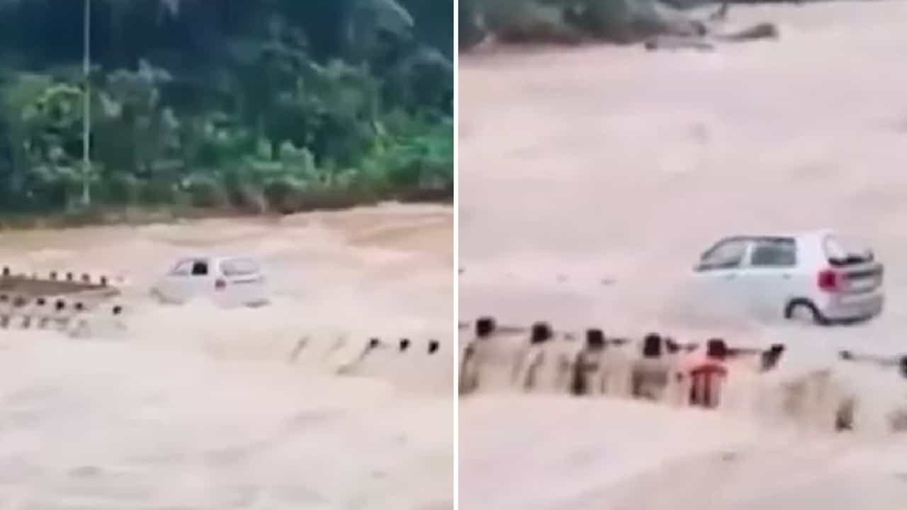 Viral Video: ಕೇರಳ ಪ್ರವಾಹ; ಗರ್ಭಿಣಿ ಪತ್ನಿಯನ್ನು ಆಸ್ಪತ್ರೆಗೆ ಸೇರಿಸಲು ಉಕ್ಕಿ ಹರಿವ ನದಿಯಲ್ಲೇ ಕಾರು ಚಲಾಯಿಸಿದ ಗಂಡ Viral Video: ಕೇರಳ ಪ್ರವಾಹ; ಗರ್ಭಿಣಿ ಪತ್ನಿಯನ್ನು ಆಸ್ಪತ್ರೆಗೆ ಸೇರಿಸಲು ಉಕ್ಕಿ ಹರಿವ ನದಿಯಲ್ಲೇ ಕಾರು ಚಲಾಯಿಸಿದ ಗಂಡ