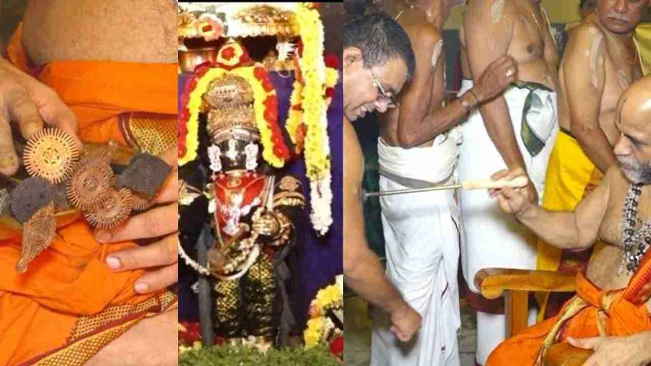 ಉಡುಪಿ: ಯತಿಗಳಿಂದ ಭಕ್ತರಿಗೆ ಮುದ್ರಾಧಾರಣೆ, ತಪ್ತ ಮುದ್ರಾಧಾರಣೆಯ ಮಹತ್ವವೇನು? ಉಡುಪಿ: ಯತಿಗಳಿಂದ ಭಕ್ತರಿಗೆ ಮುದ್ರಾಧಾರಣೆ, ತಪ್ತ ಮುದ್ರಾಧಾರಣೆಯ ಮಹತ್ವವೇನು?