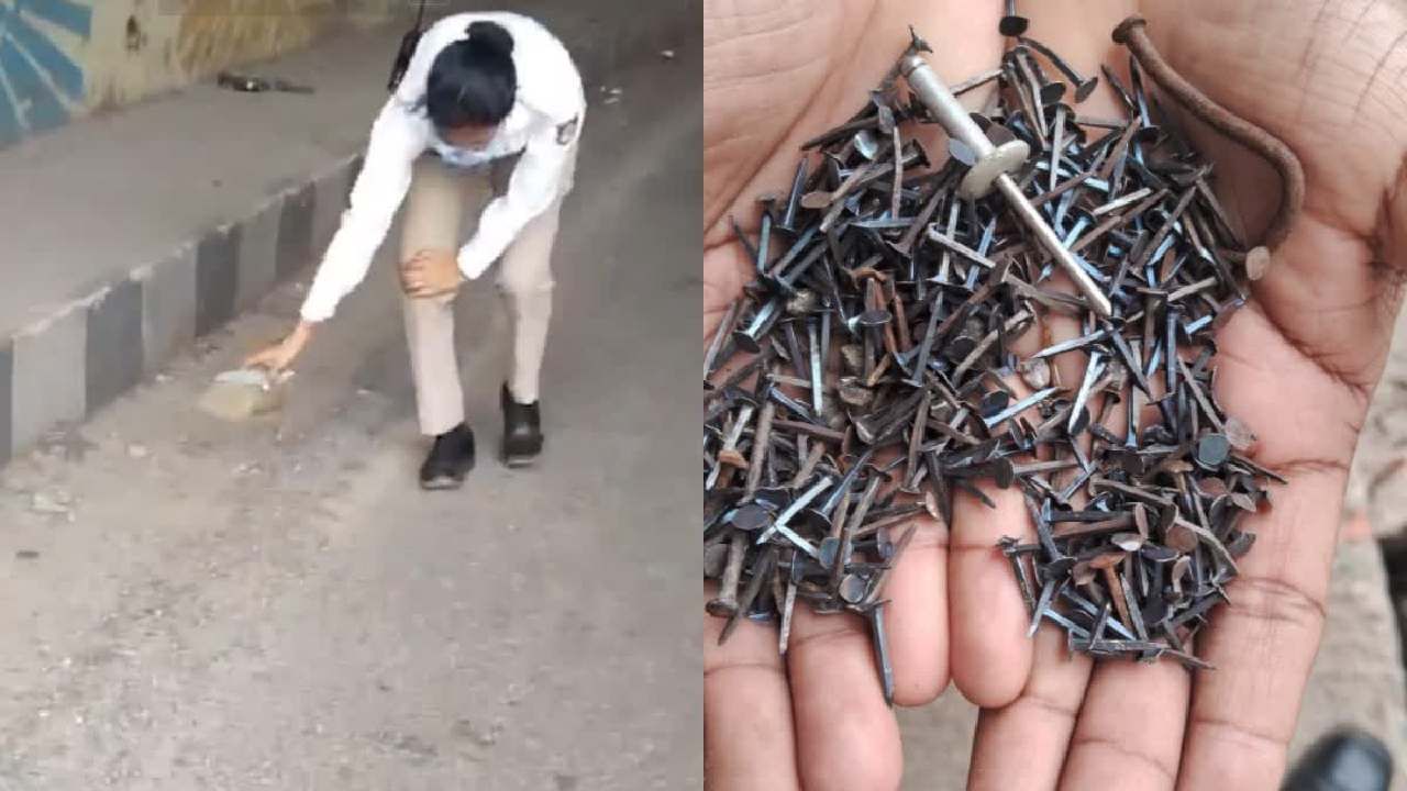 ಬೆಂಗಳೂರಿನಲ್ಲಿ ಪಂಕ್ಚರ್ ಮಾಫಿಯಾ ದಂಧೆ? ರಸ್ತೆ ಮೇಲೆ ಬಿದ್ದಿದ್ದ ಮೊಳೆಗಳನ್ನು ಹೆಕ್ಕಿ ತೆಗೆದ ಲೇಡಿ ಟ್ರಾಫಿಕ್ ಪೊಲೀಸ್ ಬೆಂಗಳೂರಿನಲ್ಲಿ ಪಂಕ್ಚರ್ ಮಾಫಿಯಾ ದಂಧೆ? ರಸ್ತೆ ಮೇಲೆ ಬಿದ್ದಿದ್ದ ಮೊಳೆಗಳನ್ನು ಹೆಕ್ಕಿ ತೆಗೆದ ಲೇಡಿ ಟ್ರಾಫಿಕ್ ಪೊಲೀಸ್
