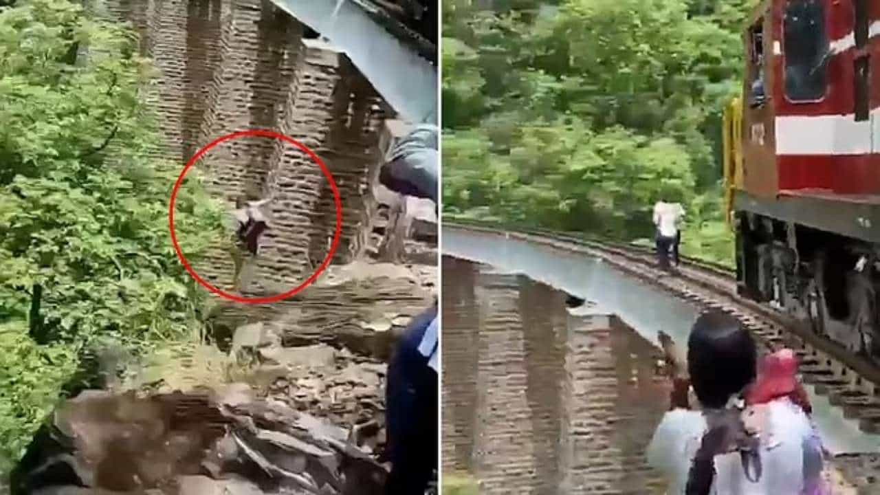 Viral Video: ಫೋಟೋ ಶೂಟ್ ವೇಳೆ ಬಂದ ರೈಲು, ಪ್ರಾಣ ಉಳಿಸಿಕೊಳ್ಳಲು ಕಂದಕಕ್ಕೆ ಹಾರಿದ ದಂಪತಿ; ವಿಡಿಯೋ ವೈರಲ್ Viral Video: ಫೋಟೋ ಶೂಟ್ ವೇಳೆ ಬಂದ ರೈಲು, ಪ್ರಾಣ ಉಳಿಸಿಕೊಳ್ಳಲು ಕಂದಕಕ್ಕೆ ಹಾರಿದ ದಂಪತಿ; ವಿಡಿಯೋ ವೈರಲ್